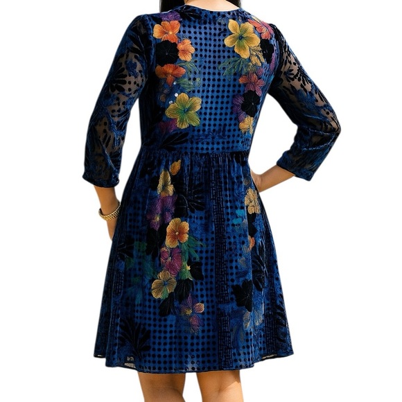 Johnny Was velvet embroidered LANAI BURNOUT PIPPA DRESS NWT - Picture 2 of 15